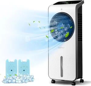 COSTWAY Portable Evaporative Air Cooler, 3-in-1 Swamp Cooler w/Remote Control, 360 Rotating Fan Blade, 3 Modes, 12H Timer, 2 Ice Packs, Air Cooling Fan with Fan & Humidifier for Room Home Office 360-degree rotating fan for home use
