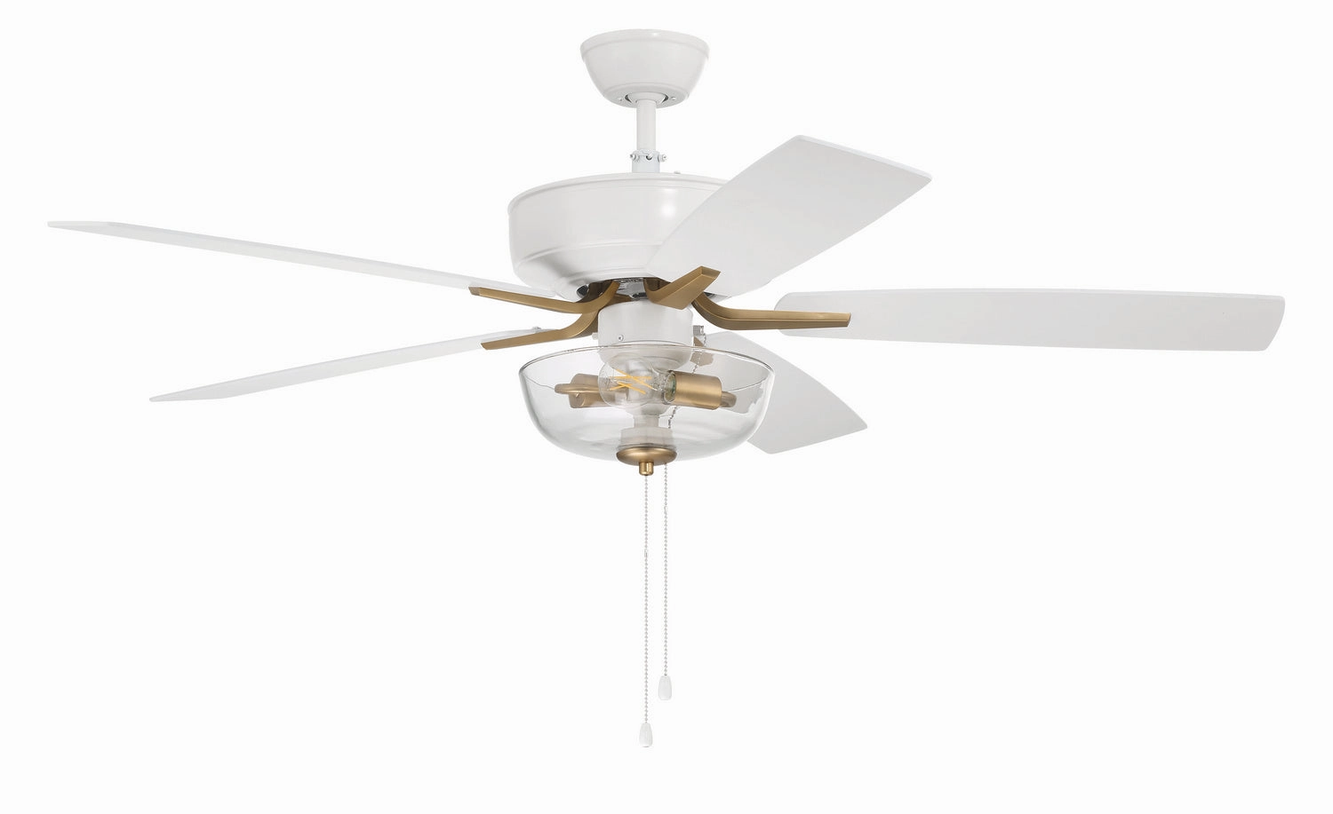 Craftmade Pro Plus 101 52" Pull Chain Ceiling Fan with Clear Bowl LED Light Kit