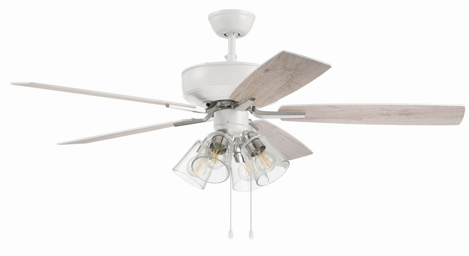 Craftmade Pro Plus 104 52" Pull Chain Clear Ceiling Fan with 4 Light LED Kit