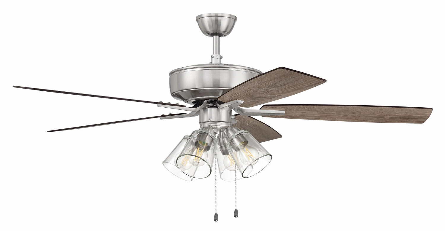 Craftmade Pro Plus 104 52" Pull Chain Clear Ceiling Fan with 4 Light LED Kit