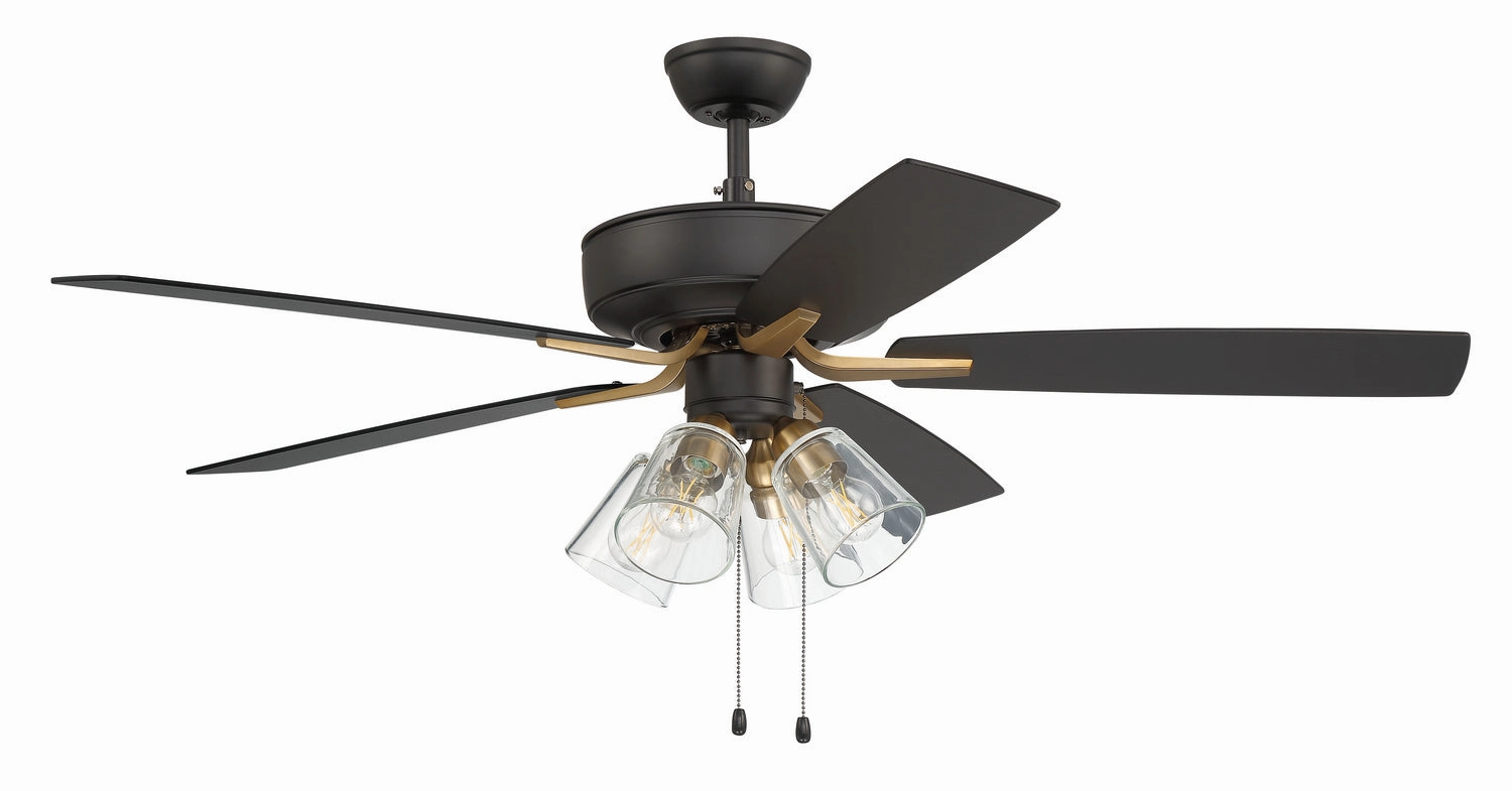 Craftmade Pro Plus 104 52" Pull Chain Clear Ceiling Fan with 4 Light LED Kit