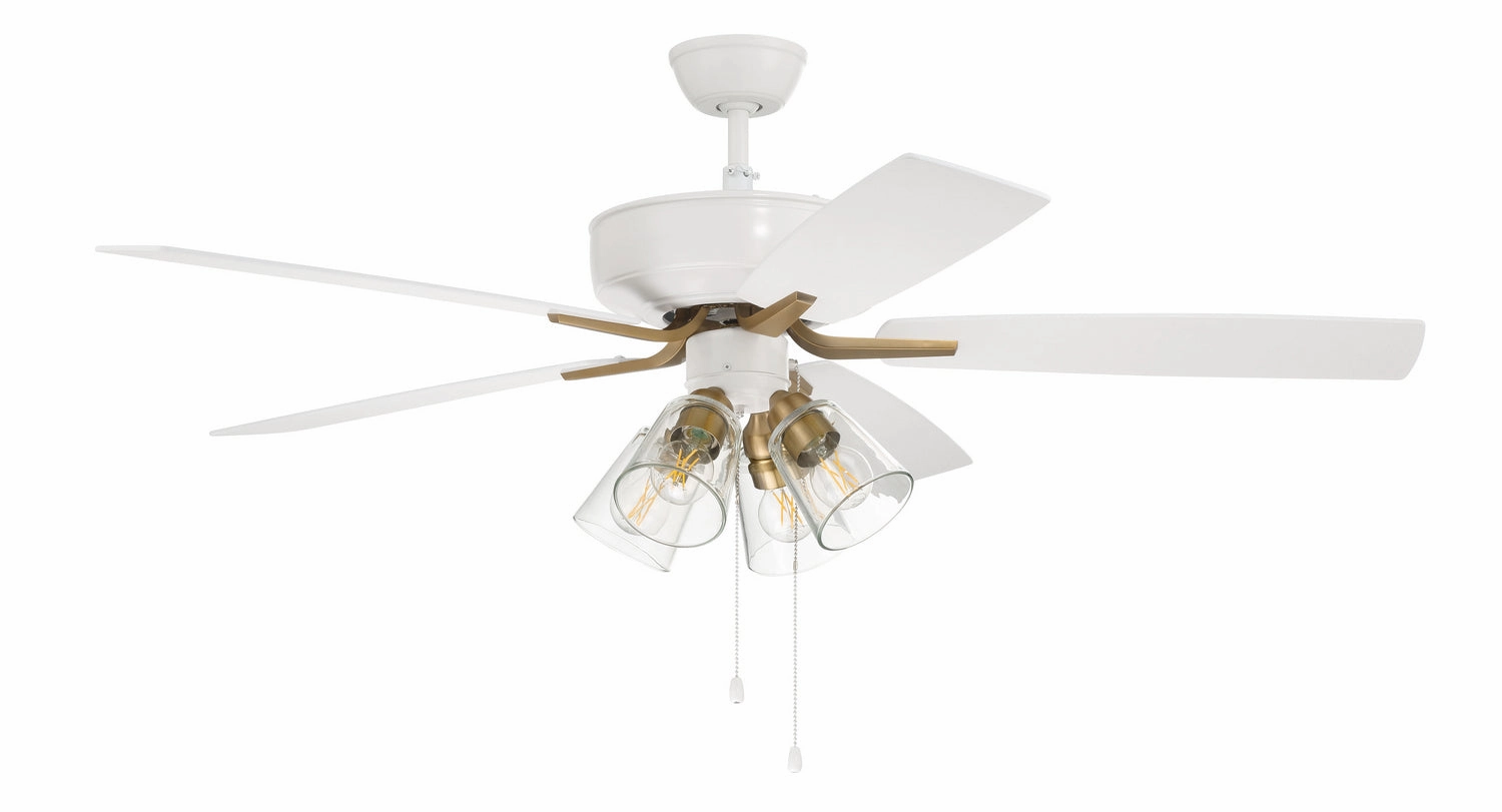 Craftmade Pro Plus 104 52" Pull Chain Clear Ceiling Fan with 4 Light LED Kit