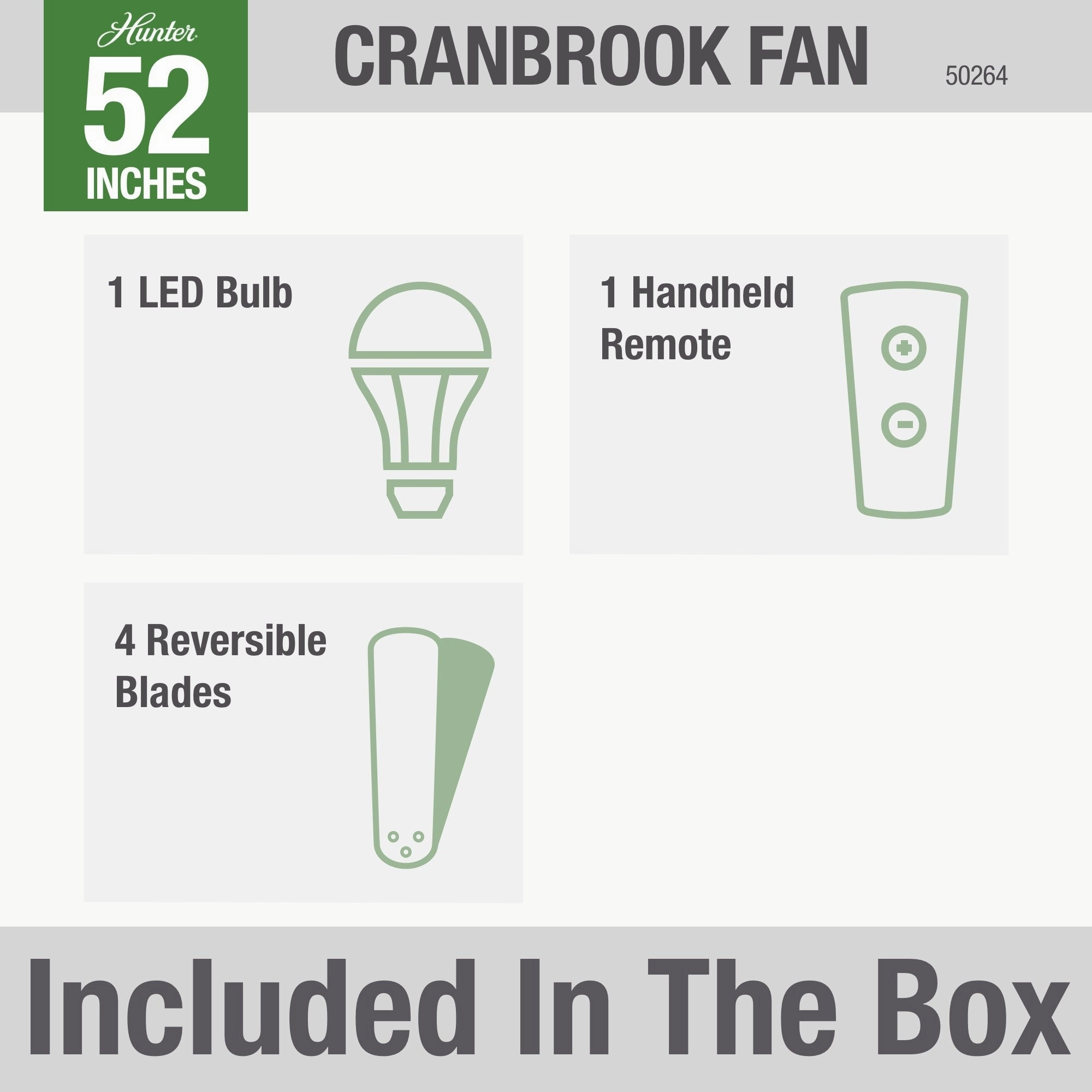 Cranbrook 52"Ceiling Fan Dove Grey