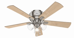 Crestfield 52"Ceiling Fan Brushed Nickel hugger fans for rooms with low ceilings