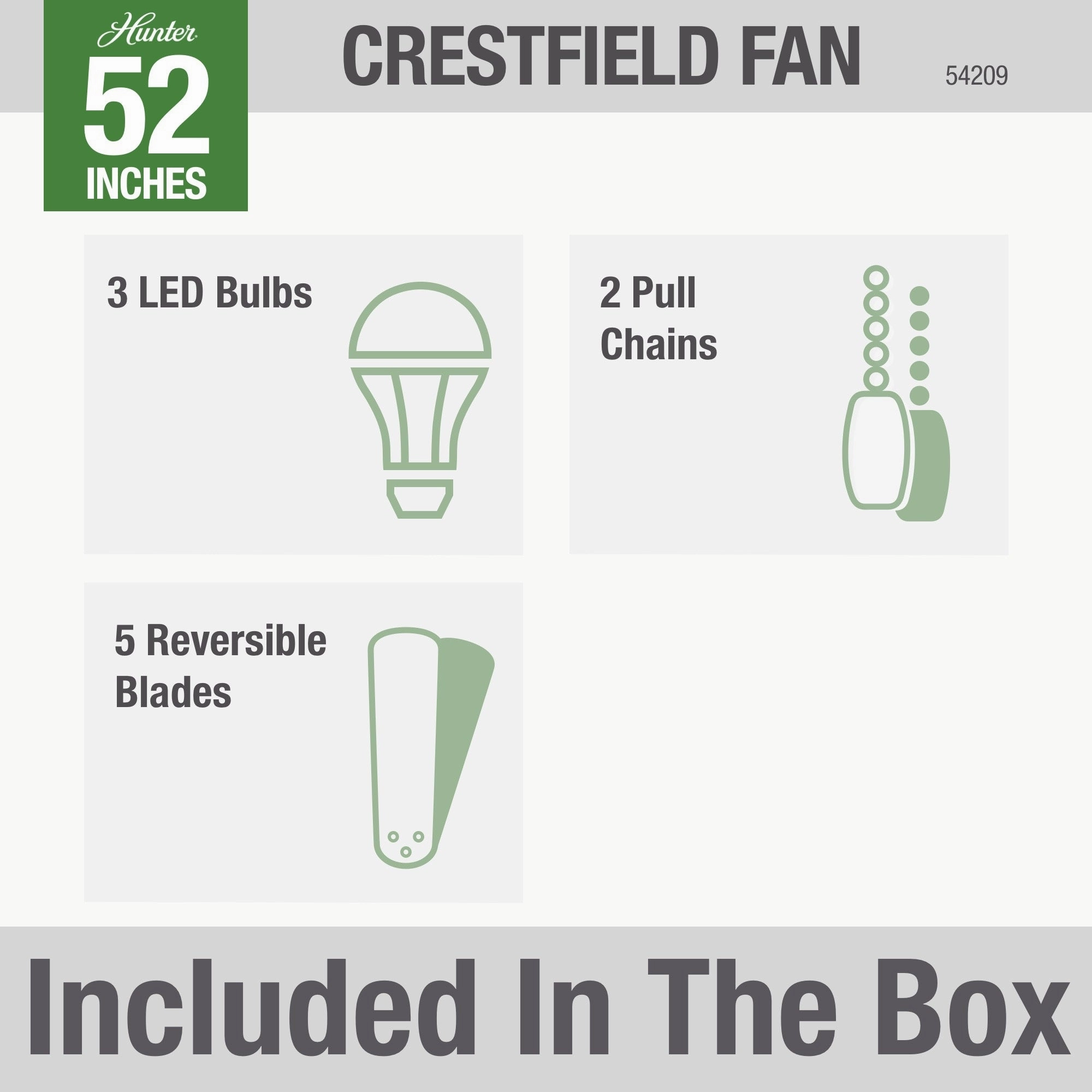 Crestfield 52"Ceiling Fan Brushed Nickel