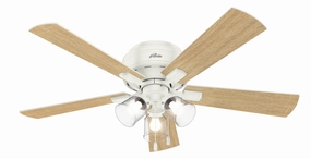 Crestfield 52"Ceiling Fan Fresh White hugger fans for rooms with low ceilings