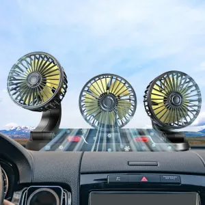 Crethinkaty 12v Car Cooling Three-Head Fan, 360 Rotation, 2-Speed Adjustable, 51-Inch Cord Length, Portable Car Cooling Fan For Suv, Rv, Vehicle, Boat, Golf 360-degree rotating fan for home use