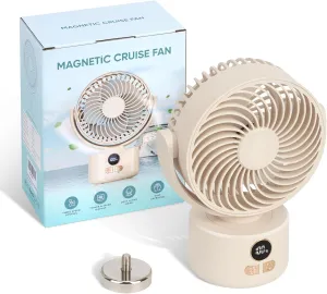 Cruise Magnetic Oscillating Fan with Digital Display, Cruise Ship Approved, Magnetically Attach to Cabin Ceilings and Walls Octopus-shaped decorative fan