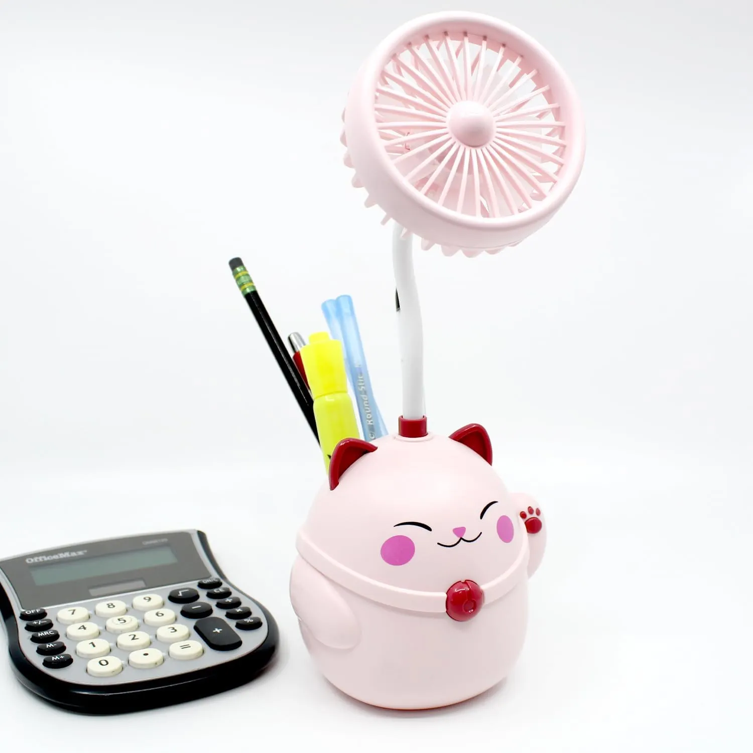 Cute Animal Table Top Pink Fan USB-C, Fun Office Desk Accessories, Desk Fans Small Quiet Electric Plug In, Small Plug In Fan, Table Fans, Cubical Accessories for Work (Pink Cat)