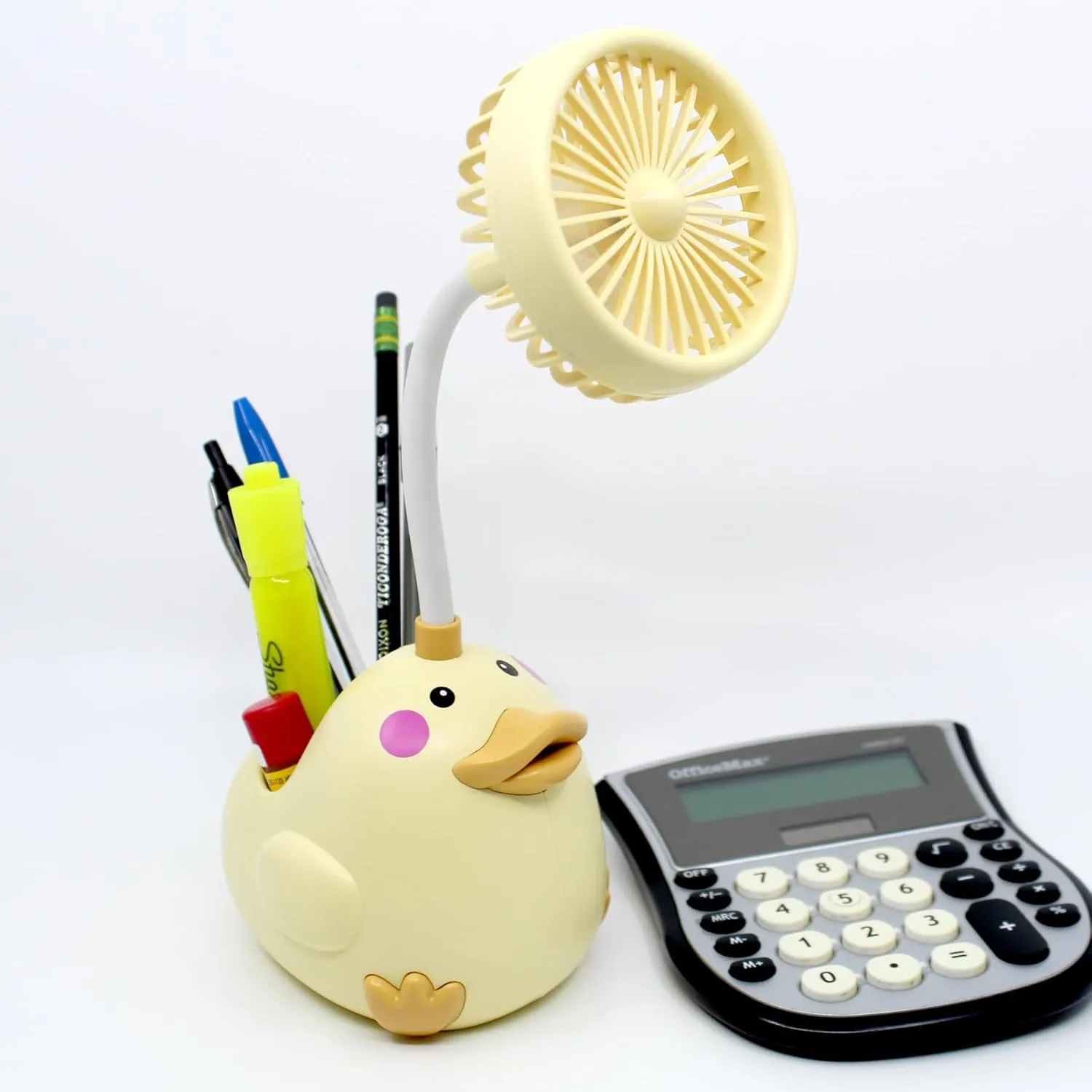Cute Animal Table Top Yellow Fan USB-C, Fun Office Desk Accessories, Desk Fans Small Quiet Electric Plug In, Small Plug In Fan, Table Fans, Cubical Accessories for Work (Yellow)