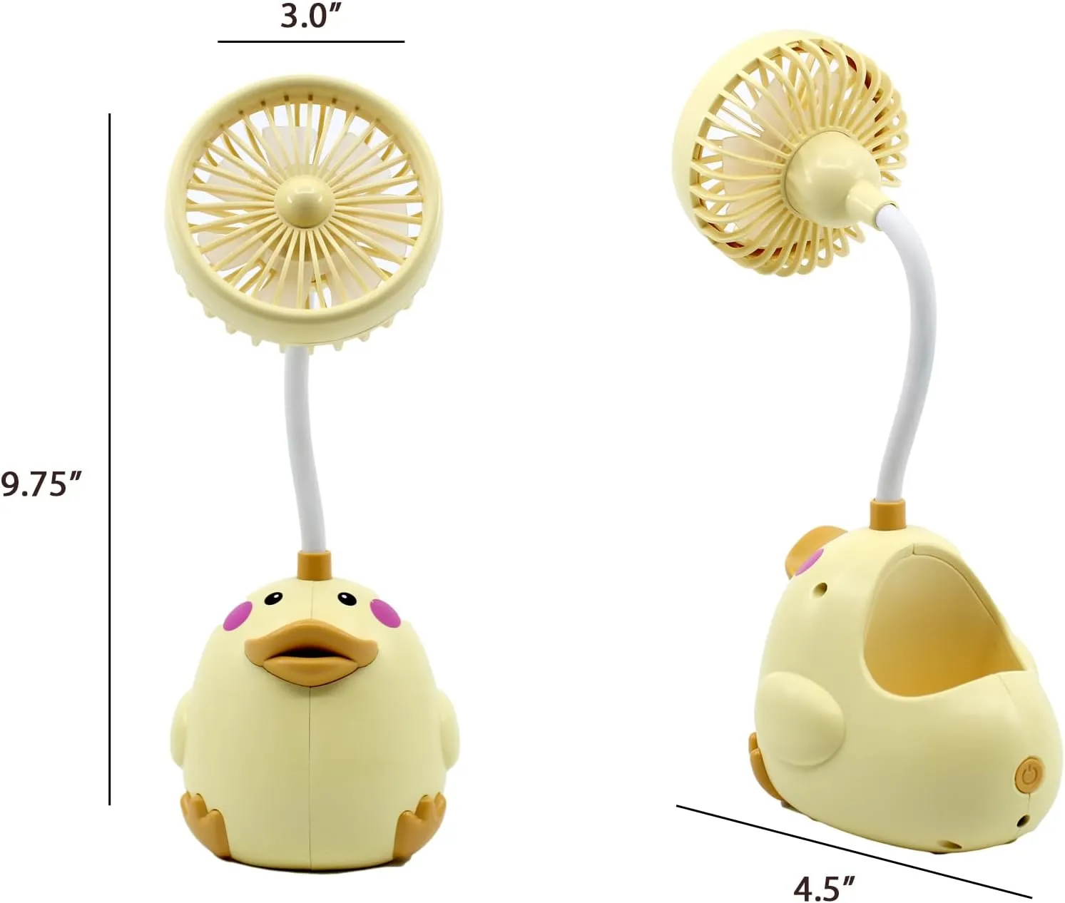 Cute Animal Table Top Yellow Fan USB-C, Fun Office Desk Accessories, Desk Fans Small Quiet Electric Plug In, Small Plug In Fan, Table Fans, Cubical Accessories for Work (Yellow)