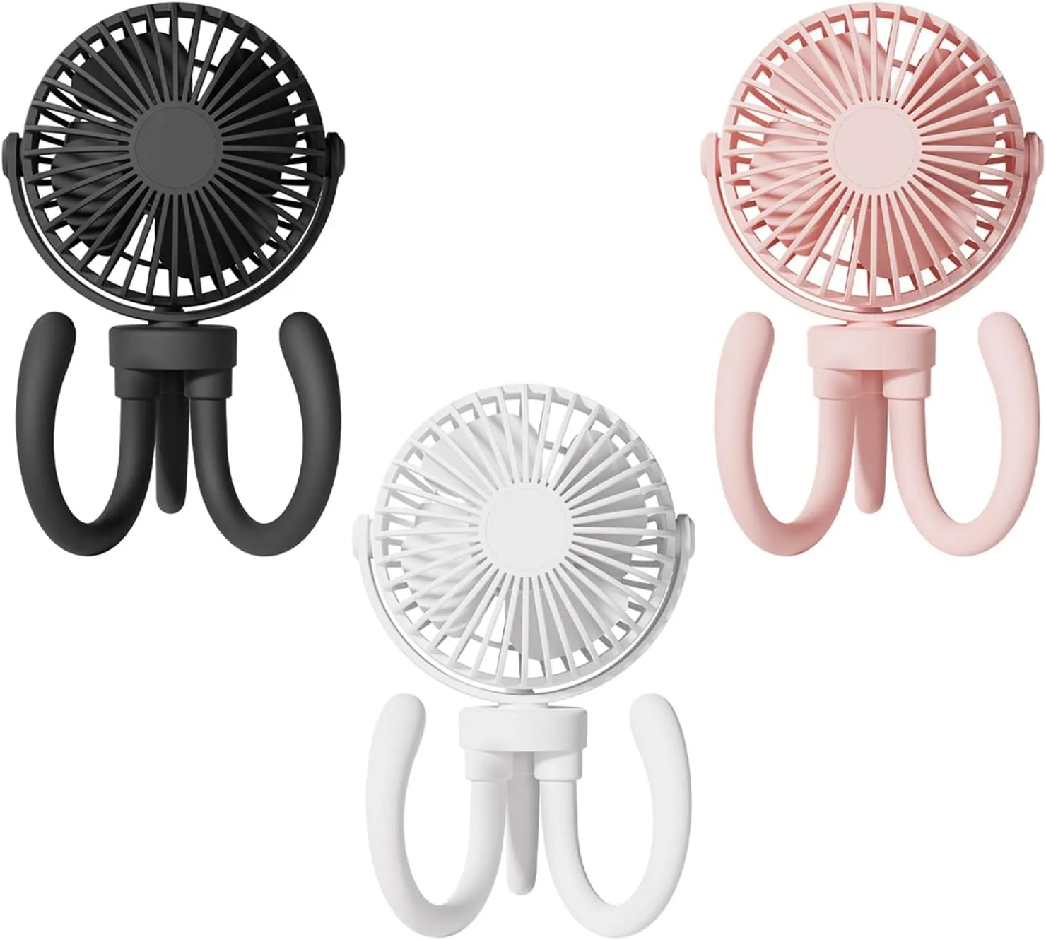 Cute Baby Fan Octopus Fan Rechargeable Portable Fan With Flexible Tripod For Car For Seat Stroller Pram Pushchair Stroller Fan, White