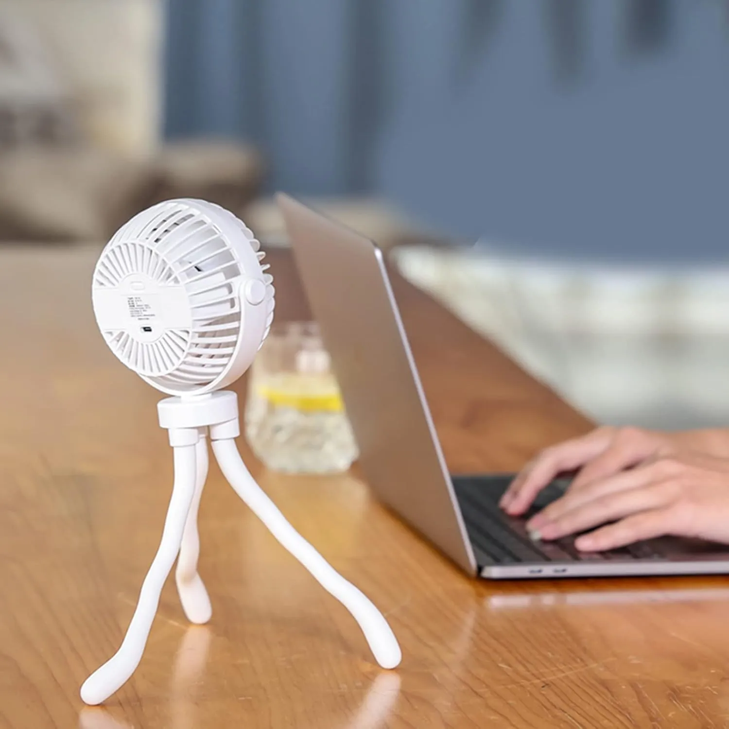 Cute Baby Fan Octopus Fan Rechargeable Portable Fan With Flexible Tripod For Car For Seat Stroller Pram Pushchair Stroller Fan, White