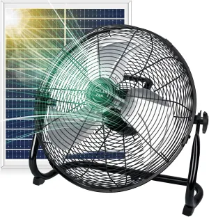 DBF 16" Solar Powered Fan - 20000mAh Rechargeable Floor Fan with 30W Solar Panel & AC Adapter, 12 Speeds, Tilt Head, High Velocity Cordless Portable Fans for Home, Camping, Garage, Outage, Outdoor Solar-powered car fan for ventilation