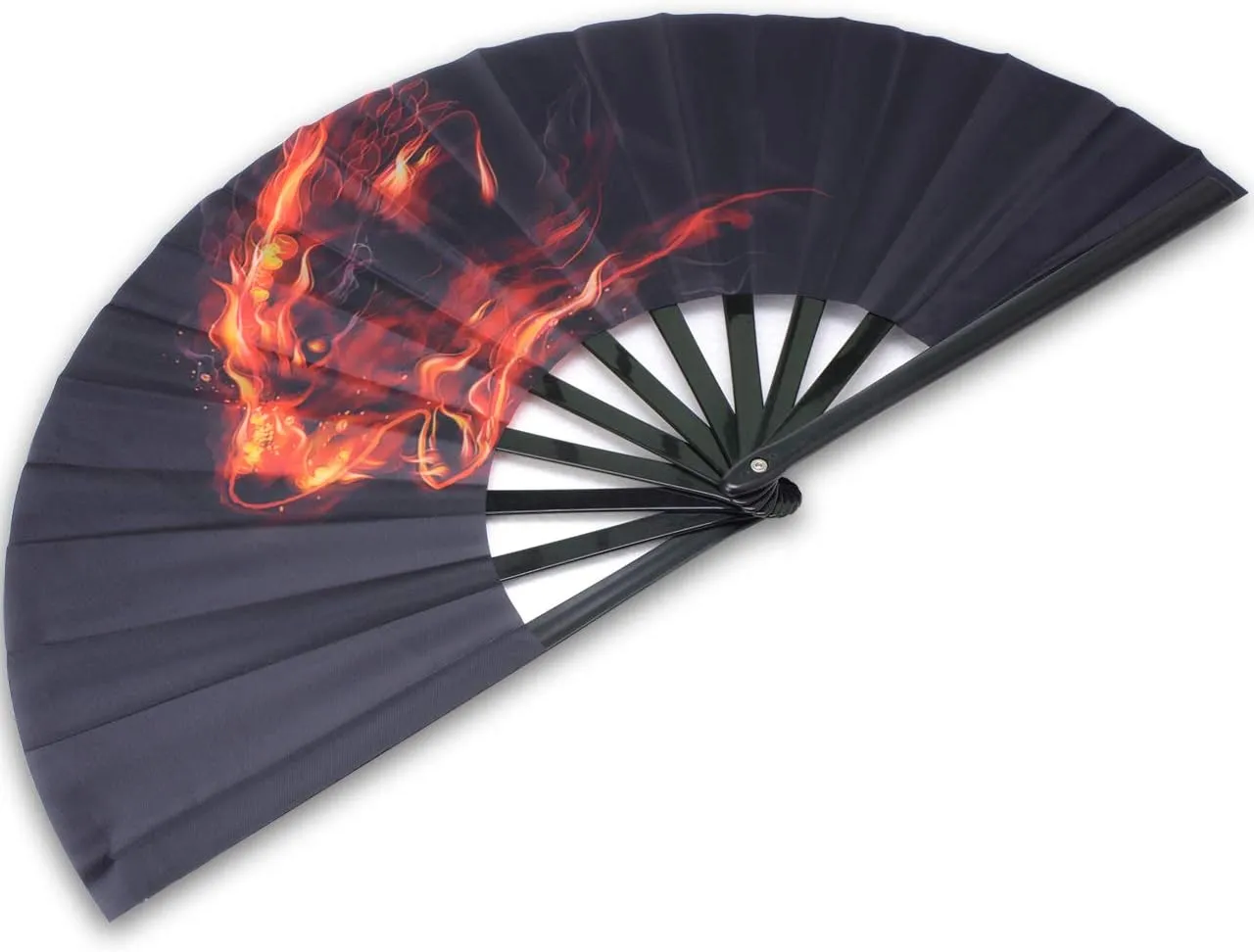 Decorative Folding Fans Folding Fan Chinese Japanese Hand Fan Rave Fan Nylon-Cloth Fan Dance Fans for Women/Men (Fire Wolf)
