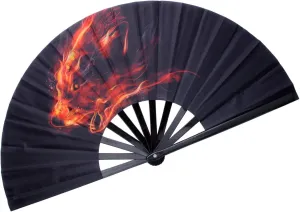 Decorative Folding Fans Folding Fan Chinese Japanese Hand Fan Rave Fan Nylon-Cloth Fan Dance Fans for Women/Men (Fire Wolf) Octopus-shaped decorative fan