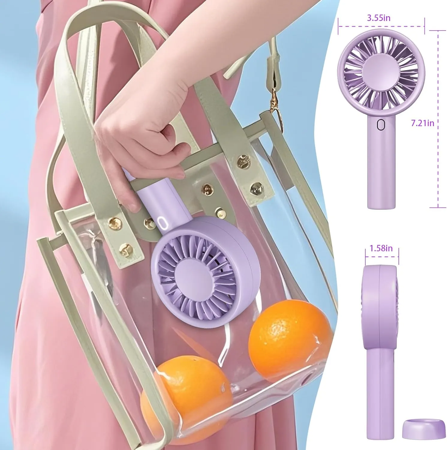 Decute Handheld Turbo Fan Strong Wind Mini Portable Fans, Hand Held USB-C Rechargeable Travel Fan for Indoor Makeup Office Desktop and Outdoor Beach, for Women Girl Men Boy(Purple)