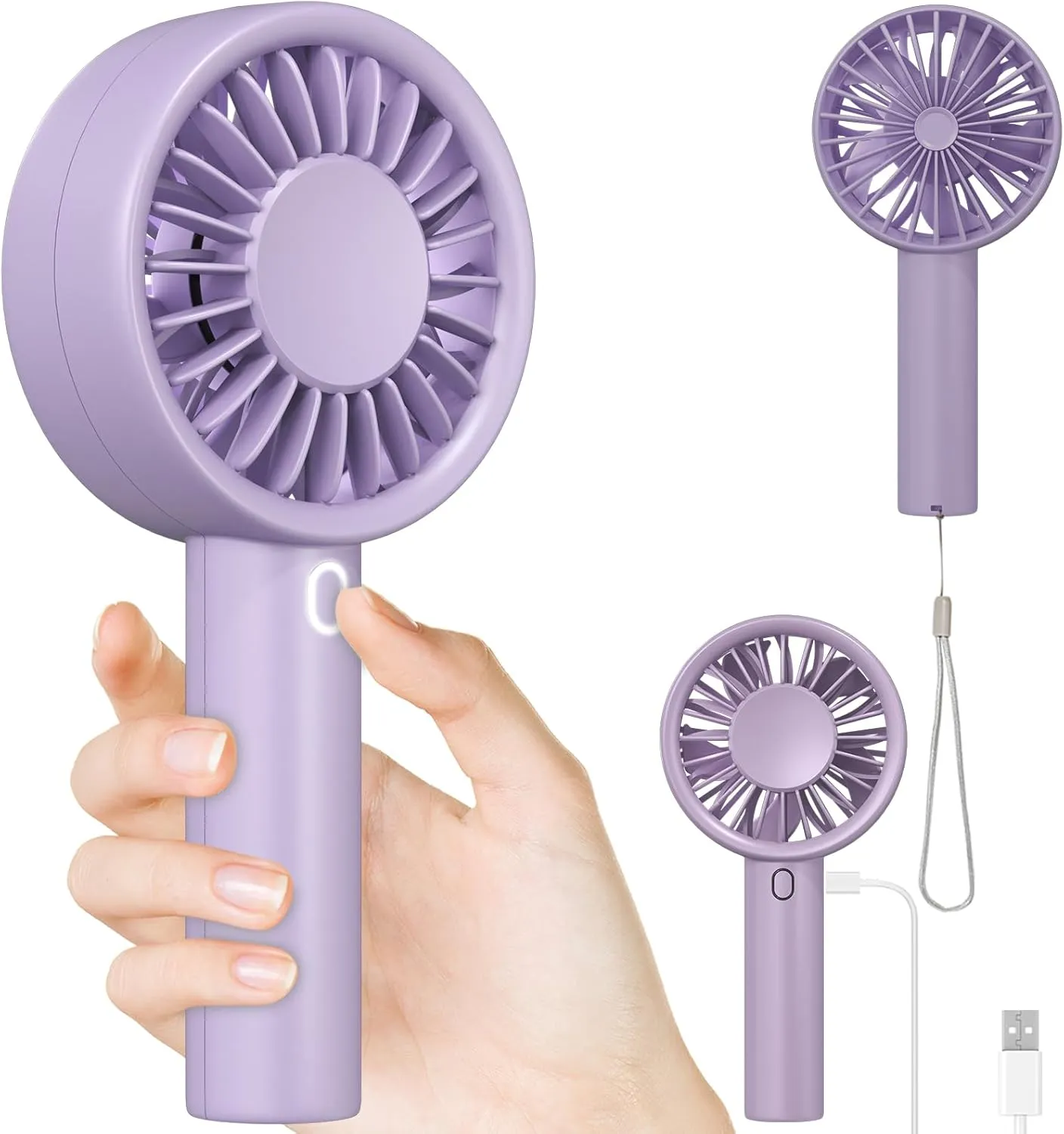Decute Handheld Turbo Fan Strong Wind Mini Portable Fans, Hand Held USB-C Rechargeable Travel Fan for Indoor Makeup Office Desktop and Outdoor Beach, for Women Girl Men Boy(Purple) Mini handheld fan for personal cooling