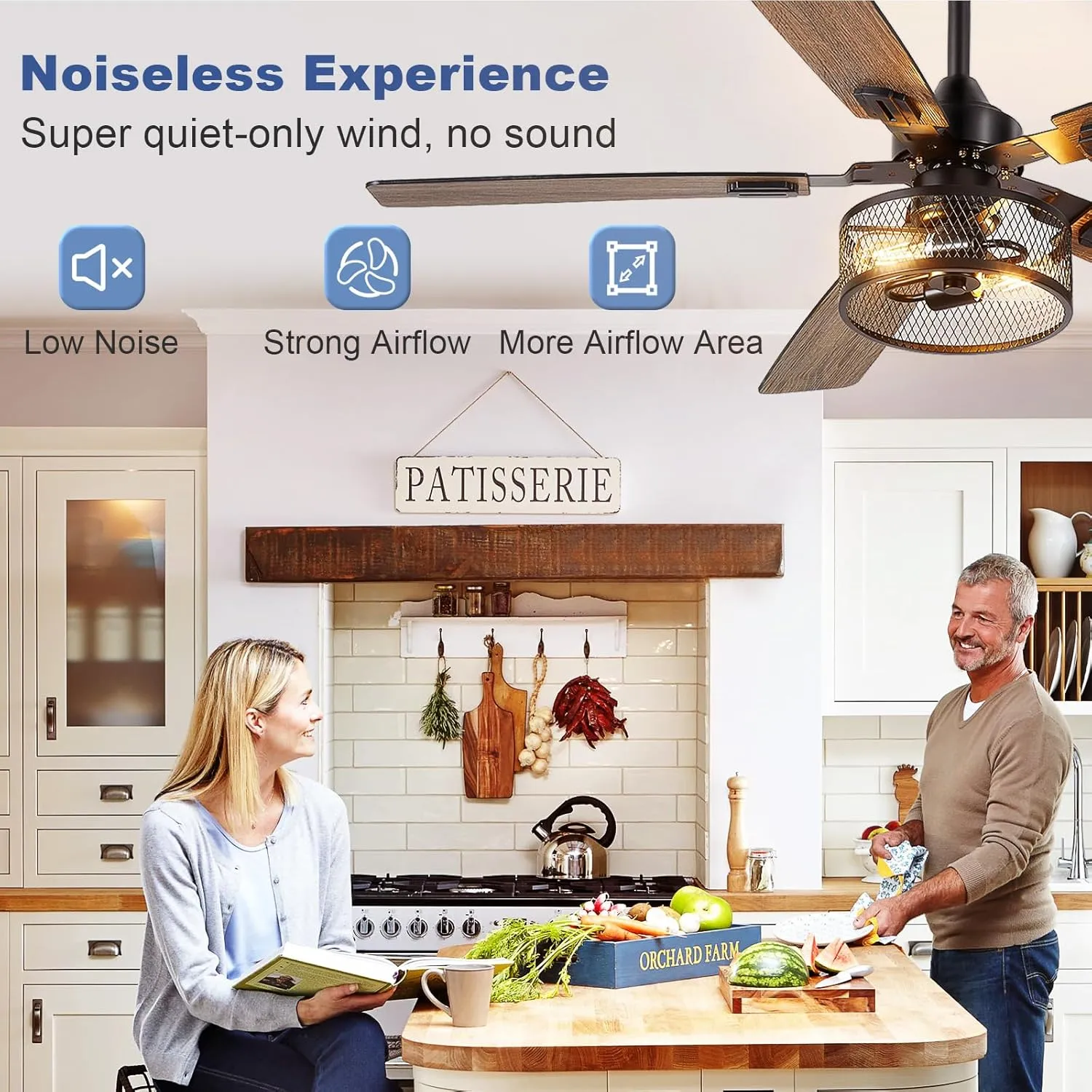 Depuley 52-Inch Ceiling Fans with Lights: Caged Ceiling Fans Dual Finish 5 Blades - Rustic Ceiling Fan with Remote Control for Industrial Living Room Outdoor Patio (E26 Bulb Included)