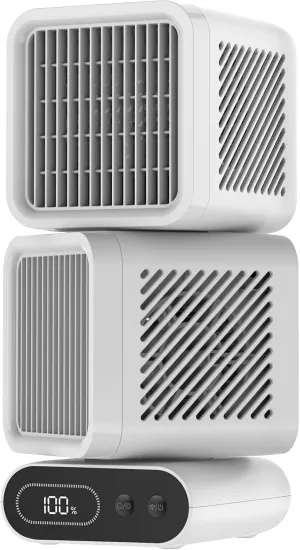 Desk Fan, 11-Inch Table Fan for Bedroom, 6 Speeds, Digital Display, Dual Heads 6000mAh Battery USB Fans, 360 Rotating, 120 Auto Oscillating, Desk Fans Small Quiet for Home, Office, Kitchen 360-degree rotating fan for home use