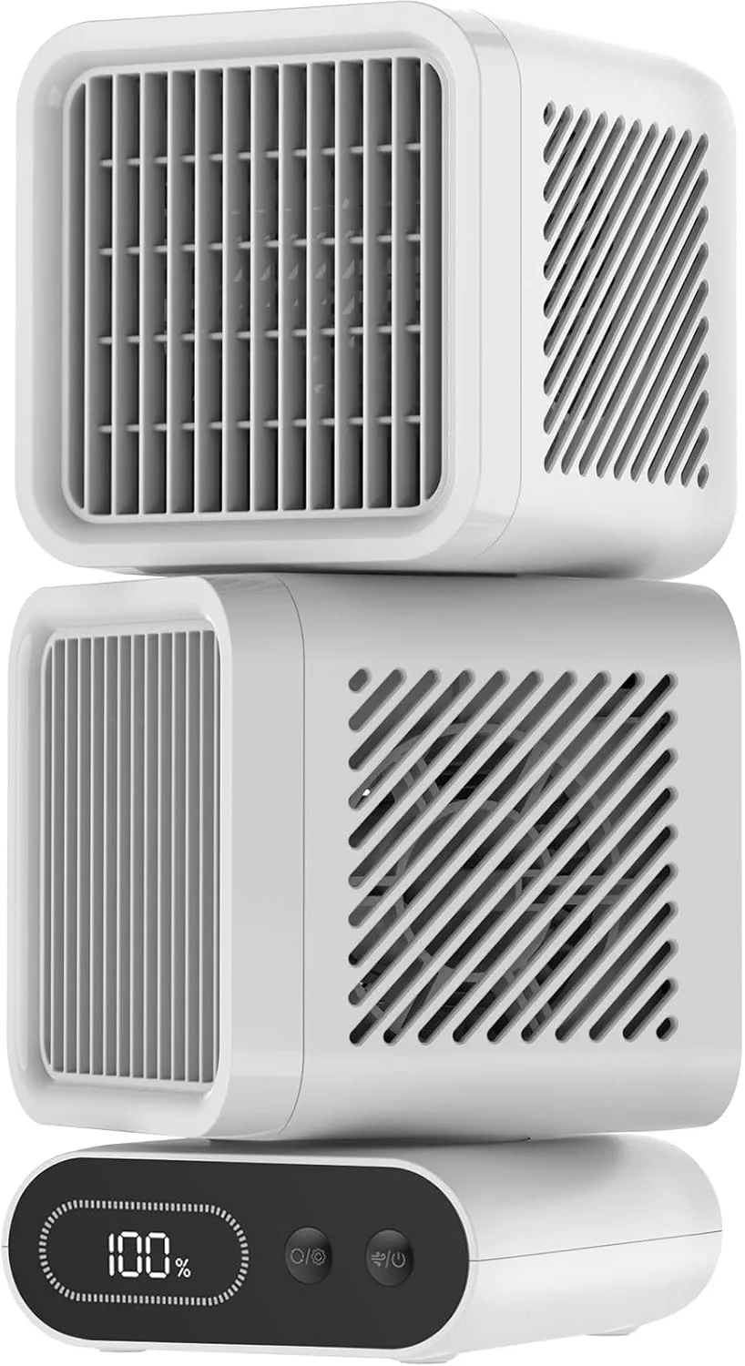 Desk Fan, 11-Inch Table Fan for Bedroom, 6 Speeds, Digital Display, Dual Heads 6000mAh Battery USB Fans, 360 Rotating, 120 Auto Oscillating, Desk Fans Small Quiet for Home, Office, Kitchen 360-degree rotating fan for home use