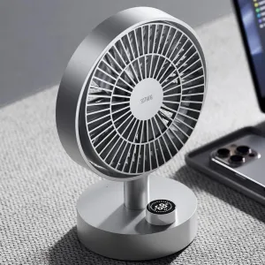 Desk Fan, 18dB Ultra-Quiet, 6.6-inch Small Fan with 10-Speed, 160 Oscillating, 7hrs Battery Life, USB-C Rechargeable, Digital Display, Small Desk Fan for Bedroom, Dorm, Office - Silver Desktop fan with humidification feature
