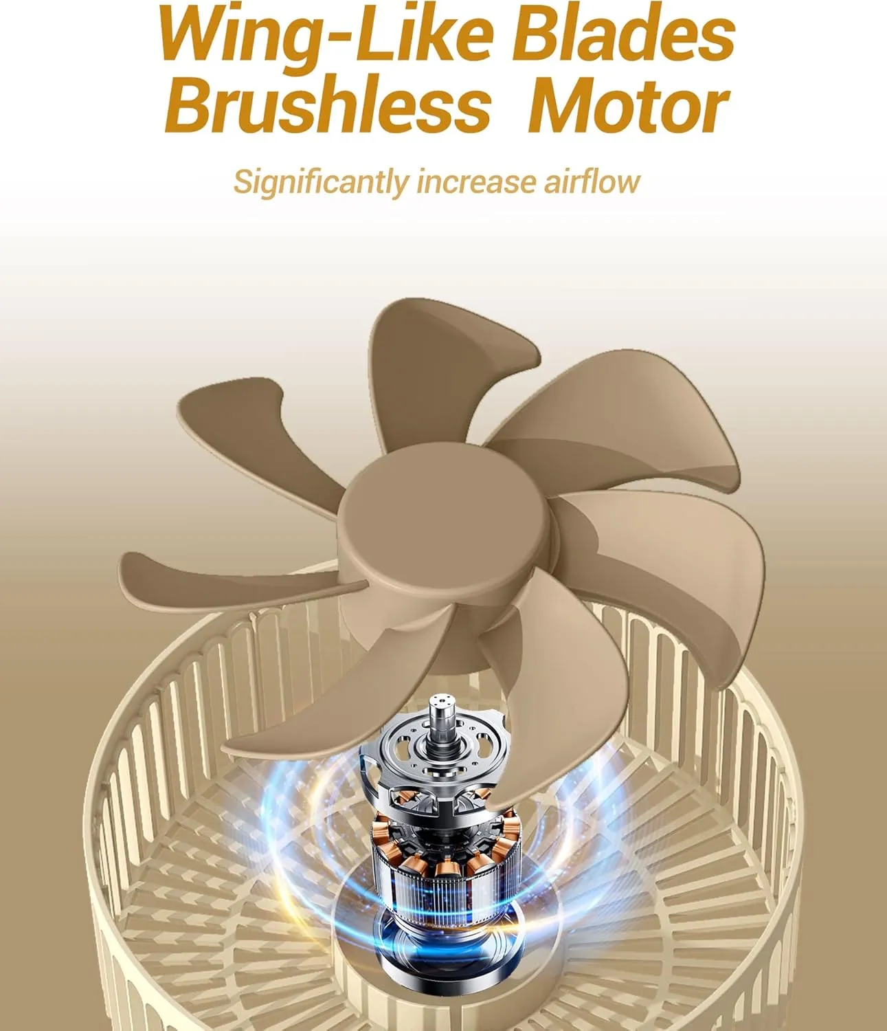 Desk Fan, 5400mAh Rechargeable Oscillating Portable Fan,8'' Battery Powered Fan for Bedroom, 4 Speeds  8H Timer Small Travel Fans for Outdoor, Khaki