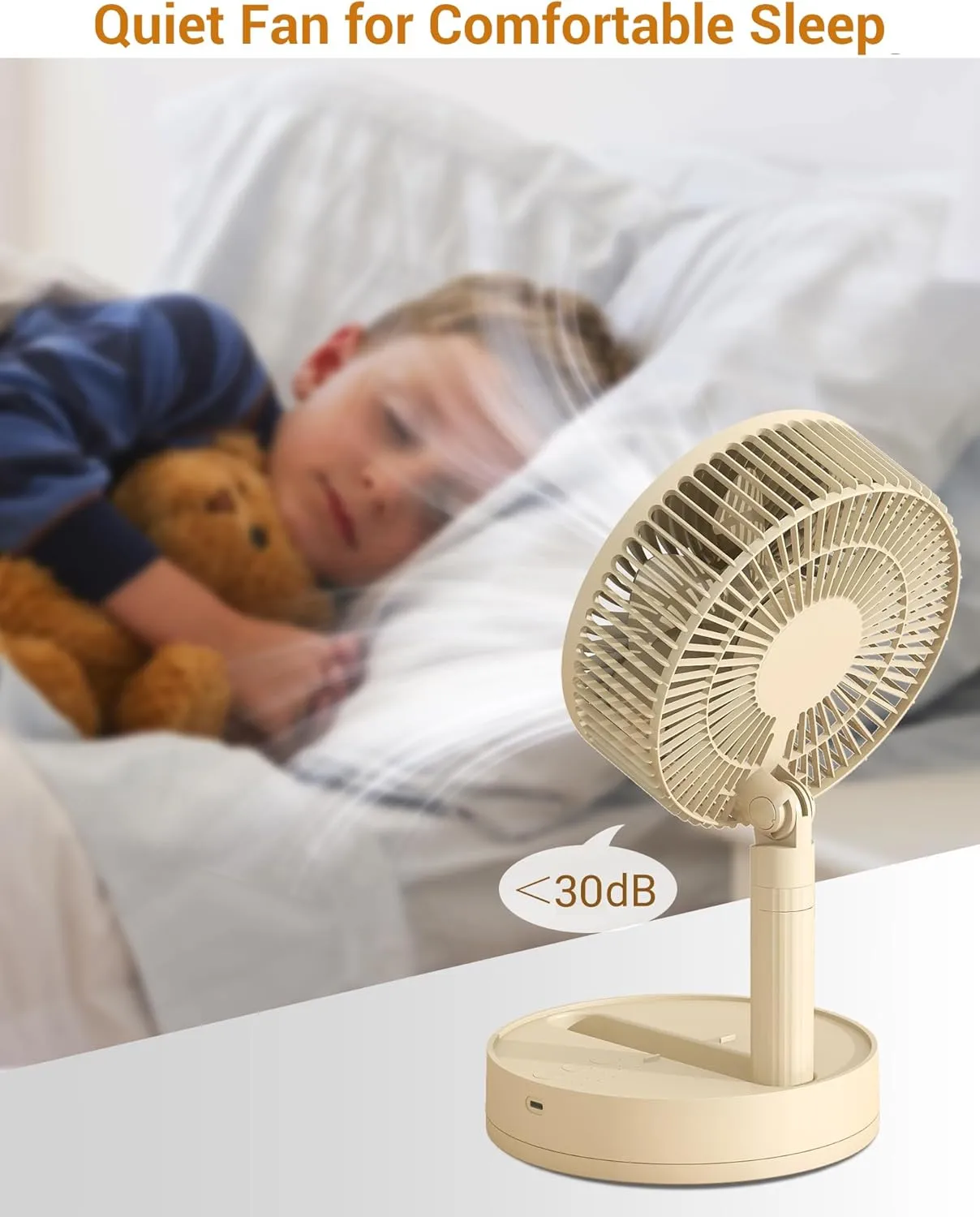 Desk Fan, 5400mAh Rechargeable Oscillating Portable Fan,8'' Battery Powered Fan for Bedroom, 4 Speeds  8H Timer Small Travel Fans for Outdoor, Khaki
