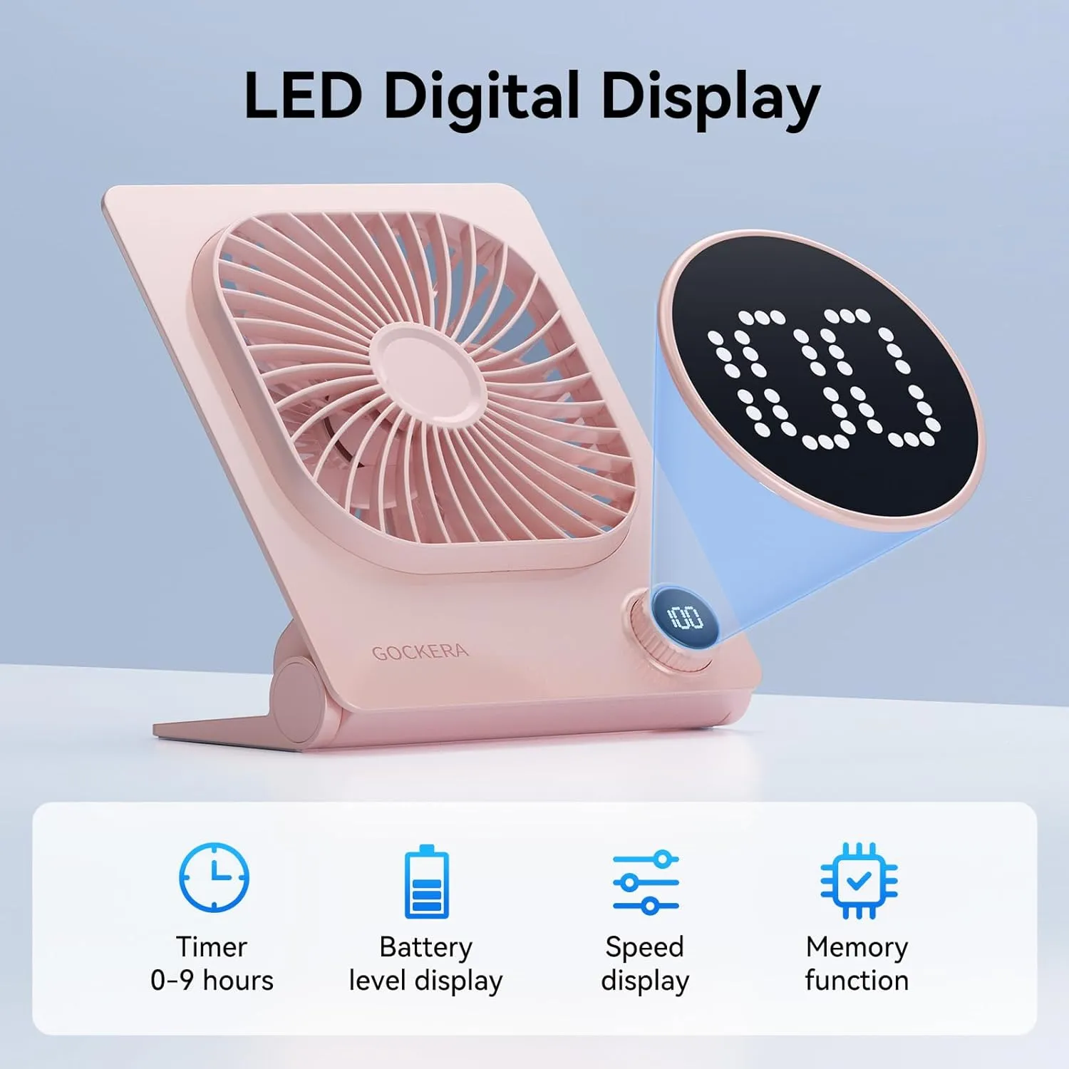 Desk Fan, 6.61''Ultra-thin 5000mAh Battery Powered Fan with Powerful Wind,100 Speeds Adjustable&Digital Display,Timer,Ultra-quiet Small Portable Fan for Bedroom,Office,Travel,Summer Essentials
