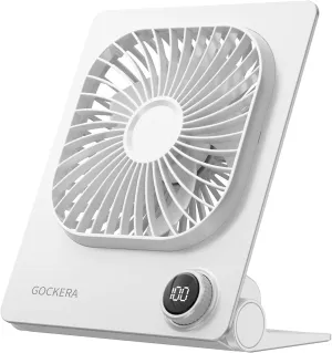 Desk Fan, 6.61''Ultra-thin 5000mAh Battery Powered Fan with Powerful Wind,100 Speeds Adjustable&Digital Display,Timer,Ultra-quiet Small Portable Fan for Bedroom,Office,Travel,Summer Essentials USB desktop fan for workspace