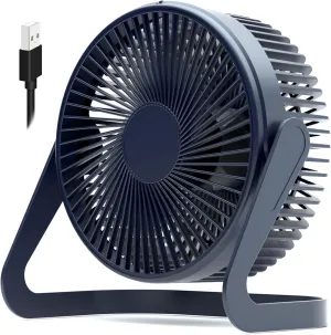 Desk Fan 9 USB Fan 2 Speeds Strong Airflow Quiet Operation Cradle Floor Fan 360 Rotate Personal Table Fan for Home,office, Bedroom (Dark Blue,31inch Cord) 360-degree rotating fan for home use