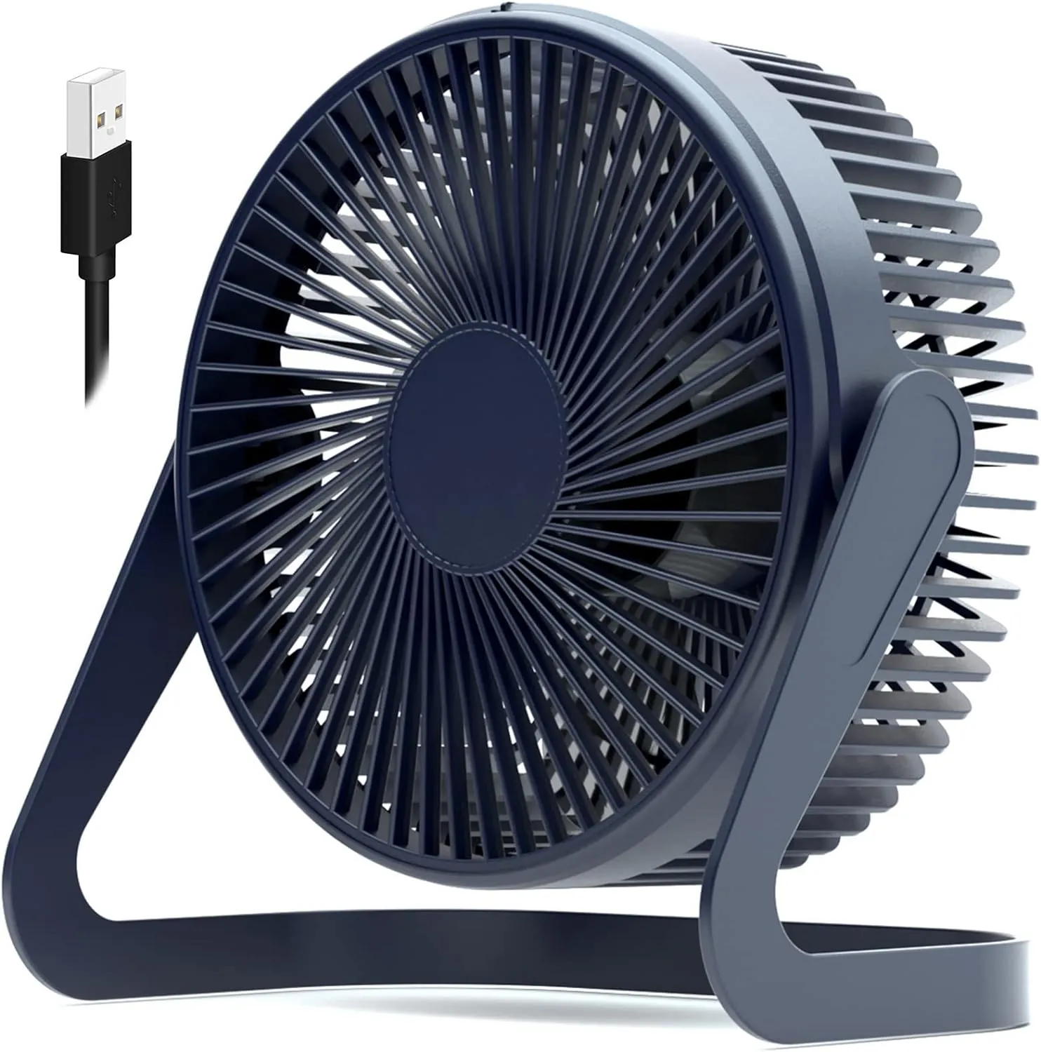 Desk Fan 9 USB Fan 2 Speeds Strong Airflow Quiet Operation Cradle Floor Fan 360 Rotate Personal Table Fan for Home,office, Bedroom (Dark Blue,31inch Cord) 360-degree rotating fan for home use