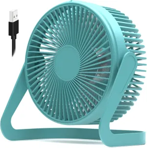Desk Fan 9 USB Fan 2 Speeds Strong Airflow Quiet Operation Cradle Floor Fan 360 Rotate Personal Table Fan for Home,office, Bedroom (Light Blue,31inch Cord) 360-degree rotating fan for home use