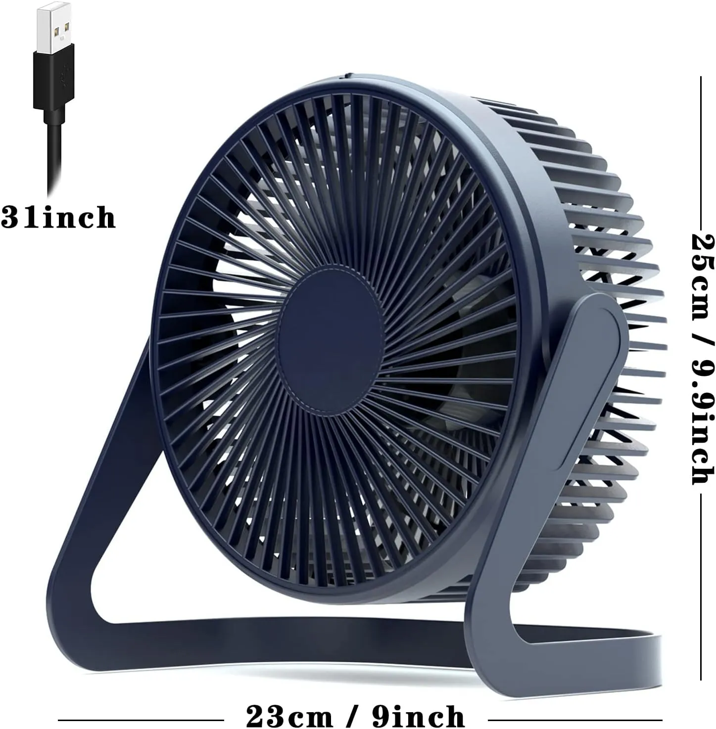 Desk Fan 9 USB Fan 2 Speeds Strong Airflow Quiet Operation Cradle Floor Fan 360 Rotate Personal Table Fan for Home,office, Bedroom (Pink,31inch Cord)