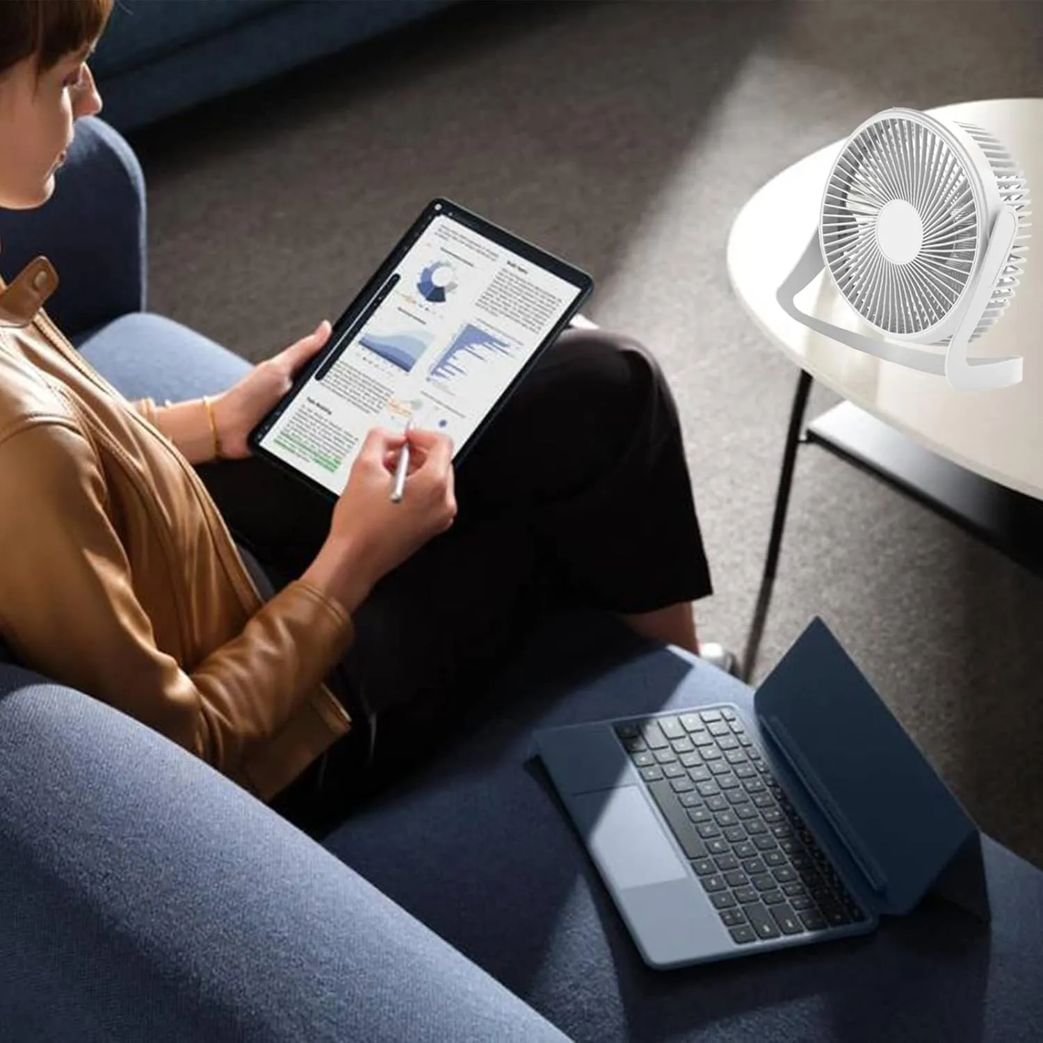 Desk Fan 9 USB Fan 2 Speeds Strong Airflow Quiet Operation Cradle Floor Fan 360 Rotate Personal Table Fan for Home,office, Bedroom (Pink,31inch Cord)