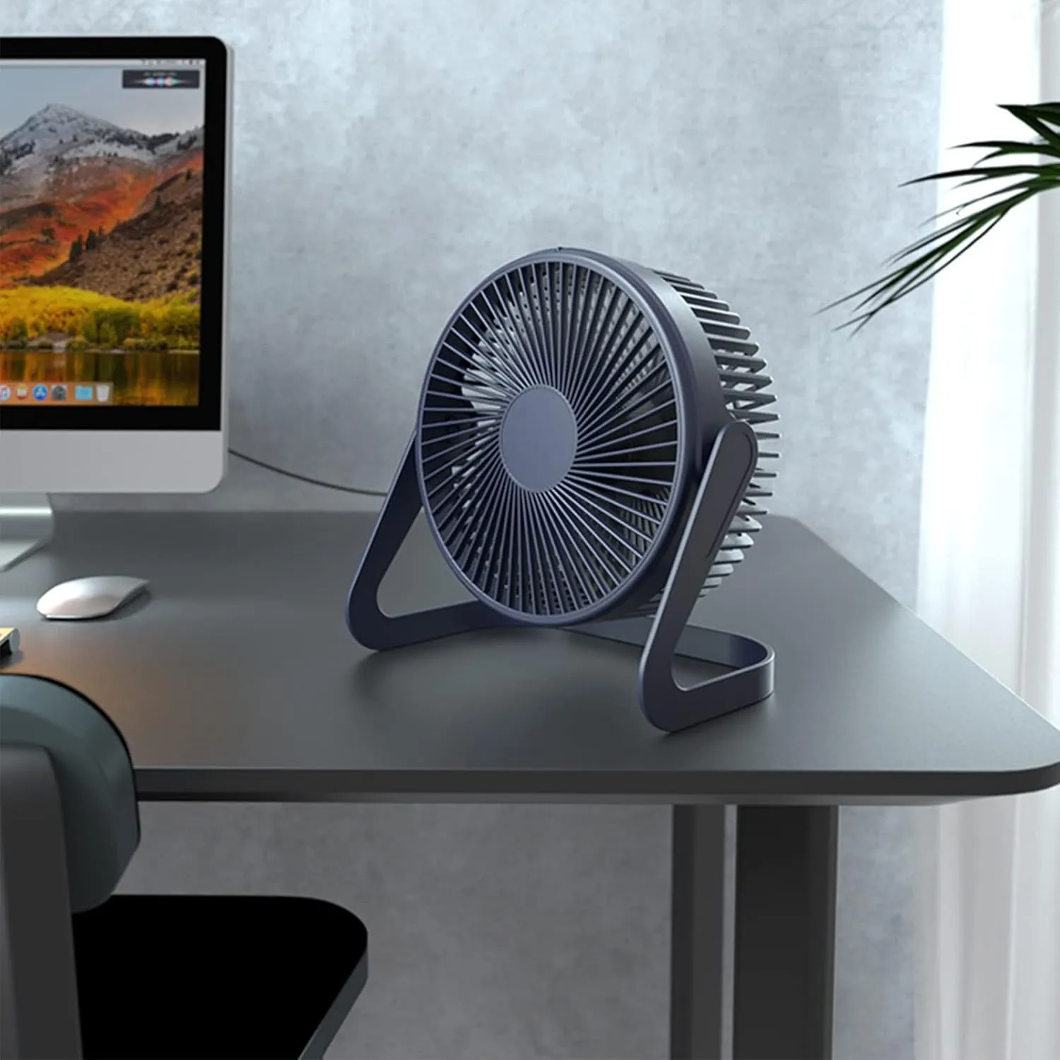 Desk Fan 9 USB Fan 2 Speeds Strong Airflow Quiet Operation Cradle Floor Fan 360 Rotate Personal Table Fan for Home,office, Bedroom (Pink,31inch Cord)