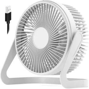 Desk Fan 9 USB Fan 2 Speeds Strong Airflow Quiet Operation Cradle Floor Fan 360 Rotate Personal Table Fan for Home,office, Bedroom (White,31inch Cord) 360-degree rotating fan for home use