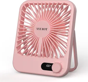 Desk Fan Battery Operated, USB Rechargeable Fan, 2400 mAh 180 Quiet Personal Fan With Power Display, 100 Speeds Adjustable Table Fan for Desktop, Home, Travel USB desktop fan for workspace