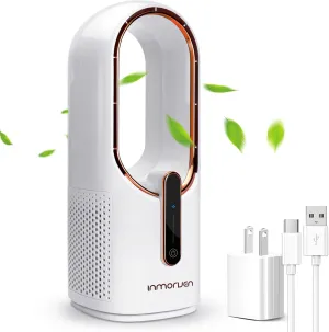 Desk Fan Bladeless,Portable Fan 11.8 Inch Small Fan,Quiet,Personal Fan,Cooling Fan with 3 Wind Speed,Desk Fans Small Quiet,Fan for Bedroom, Ideal for Offices, Living Rooms, Bedrooms Fan with safety blade design