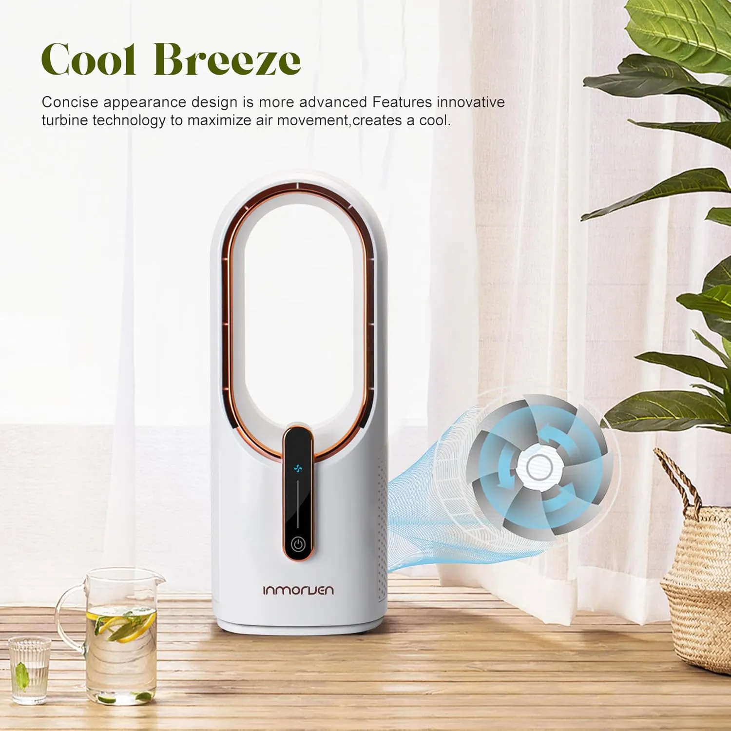 Desk Fan Bladeless,Portable Fan 11.8 Inch Small Fan,Quiet,Personal Fan,Cooling Fan with 3 Wind Speed,Desk Fans Small Quiet,Fan for Bedroom, Ideal for Offices, Living Rooms, Bedrooms