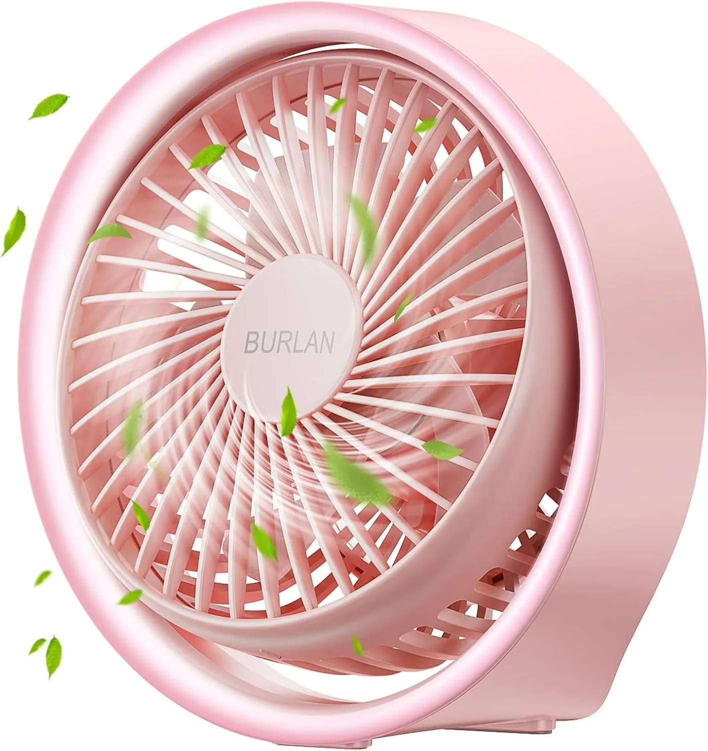 Desk Fan, Portable Fan with LED Light, 70ft Strong Airflow, Battery Operated Fan with USB, Quiet Operation and 360 Rotate Table Fan for Bedroom Home Office Outdoor Travel(Pink) USB desktop fan for workspace