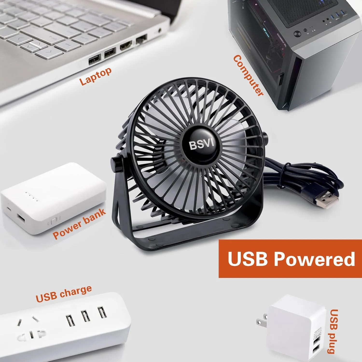 Desk Fan Portable, Personal Mini Desktop 3 Speeds Quiet Small Table Fan with Cable USB Powered for Home Office Study reading Bedroom Indoor Car Outdoor Travel