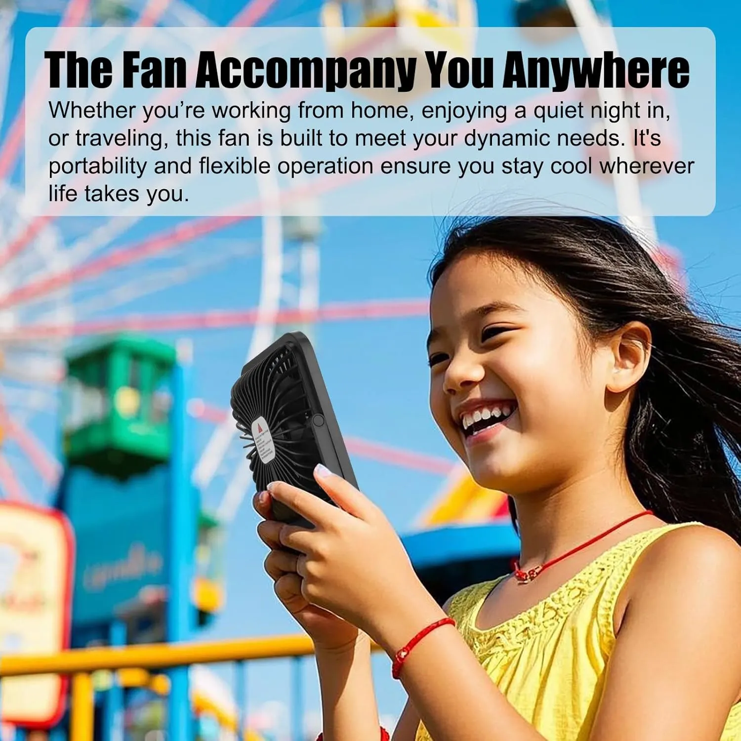 Desk Fan, Portable Travel Fan with 4000mAh Battery, USB Rechargeable Folding Design for Flexibility, Strong Quiet Wind with 6 Speeds, Display Function, Smart Timer, Ideal Gifts for Office Home Camping
