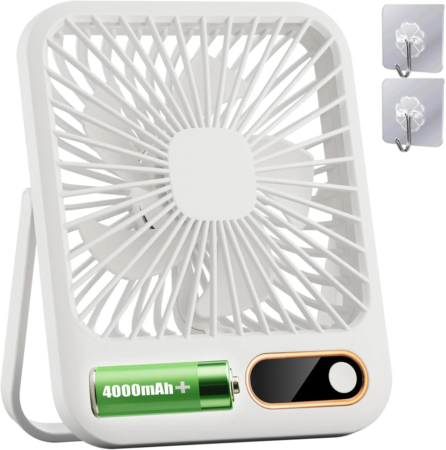 Desk Fan, Portable Travel Fan with 4000mAh Battery, USB Rechargeable Folding Design for Flexibility, Strong Quiet Wind with 6 Speeds, Display Function, Smart Timer, Ideal Gifts for Office Home Camping USB desktop fan for workspace