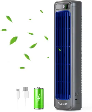 Desk Fan, Rechargeable Fan for Saving Space, 5000mAh Battery Portable Bladeless Table Fan, 12 Inch Office Fan Small,with 3-Speed Settings, Small Quiet Table Fan for Living Room, Bedroom - Grey Small bladeless fan for quiet cooling
