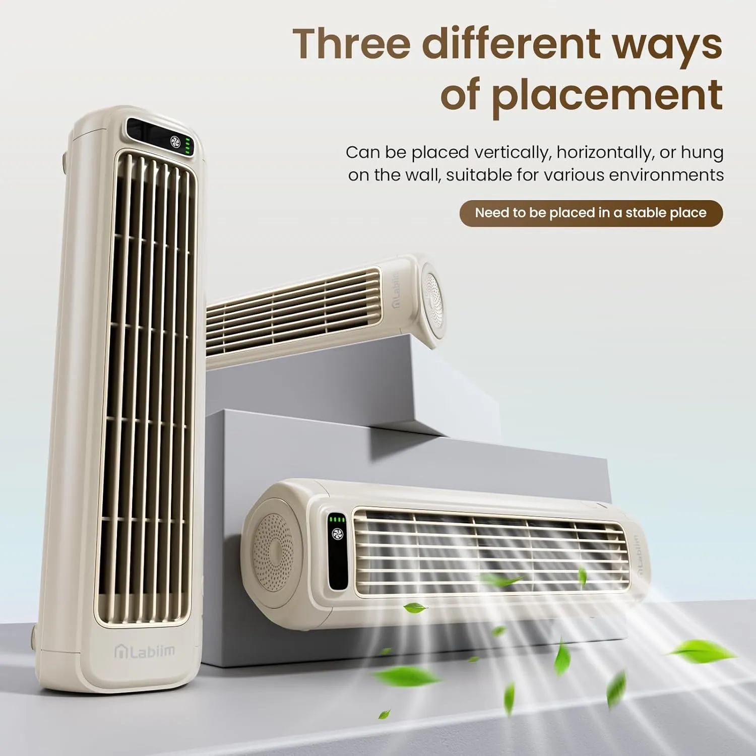 Desk Fan, Rechargeable Fan for Saving Space, 5000mAh Battery Portable Bladeless Table Fan, 12 Inch Office Fan Small,with 3-Speed Settings, Small Quiet Table Fan for Living Room, Bedroom - White