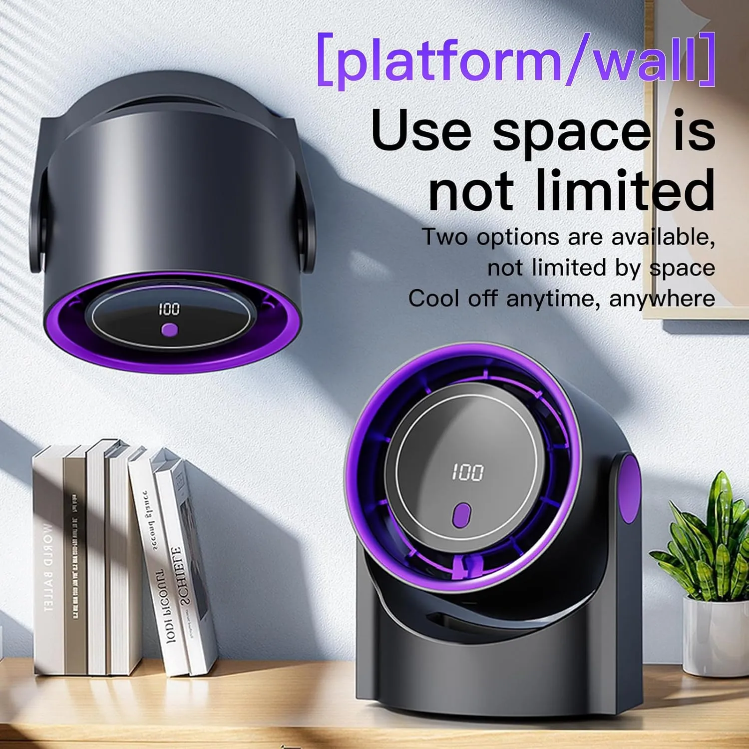 Desk Fan, Rechargeable Portable Fan With 90  Rotate Head, LED Digital Power display&5-Speed Wind Adjustment Function, Ultra Quiet Small Fan For Home, Kitchen,Travel, Camping, Bedroom, Office(Base)