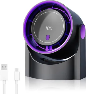 Desk Fan, Rechargeable Portable Fan With 90  Rotate Head, LED Digital Power display&5-Speed Wind Adjustment Function, Ultra Quiet Small Fan For Home, Kitchen,Travel, Camping, Bedroom, Office(Base) Desktop fan with humidification feature