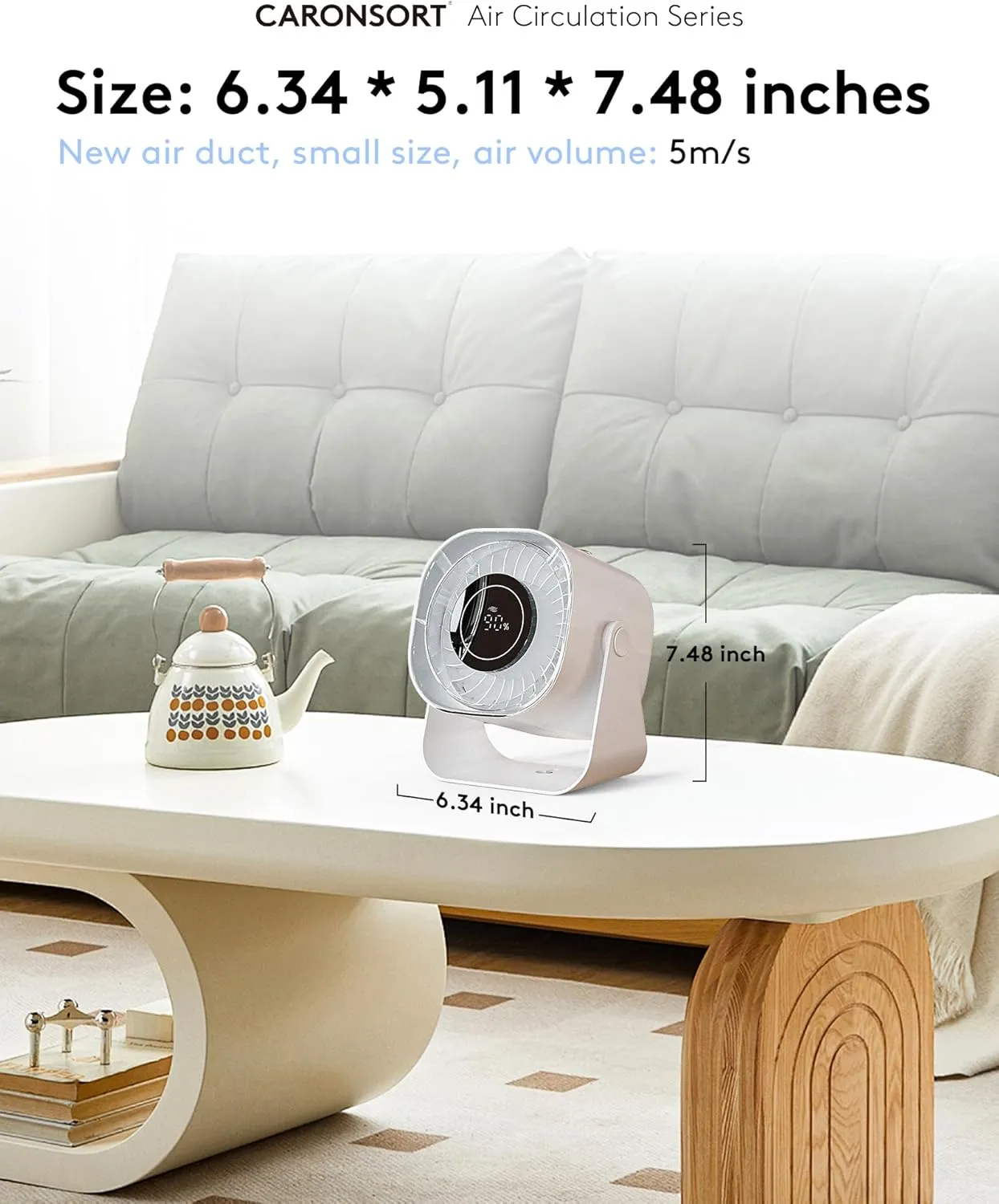 Desk Fan, Small Fans for Bedroom, Mini Fan 6 Inches,Table Air Circulator Fans for Desk, Rechargeable Battery Operated Fan with 100 Speeds, 220 Adjustable Tilt, 28 db Low Noise, White