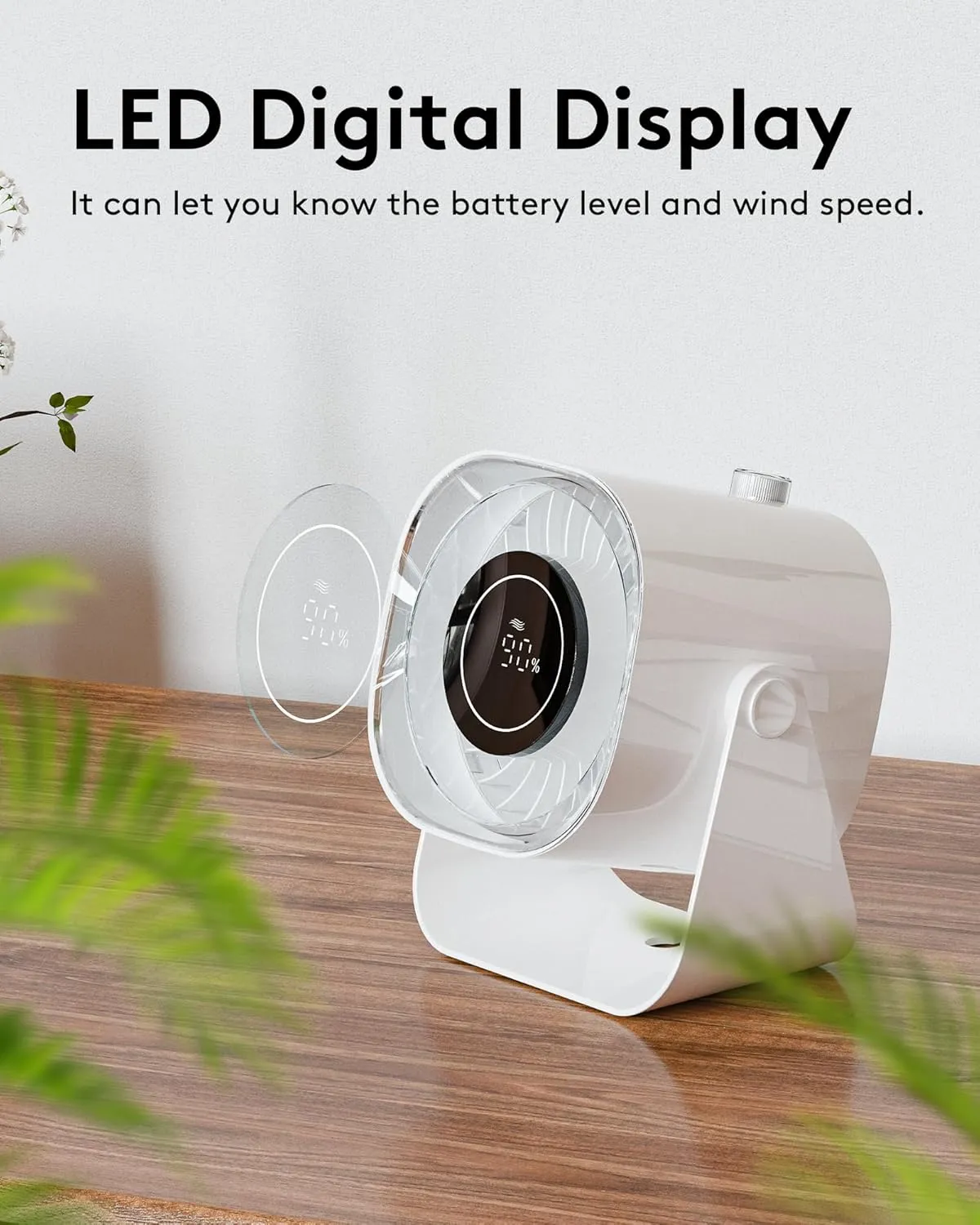 Desk Fan, Small Fans for Bedroom, Mini Fan 6 Inches,Table Air Circulator Fans for Desk, Rechargeable Battery Operated Fan with 100 Speeds, 220 Adjustable Tilt, 28 db Low Noise, White